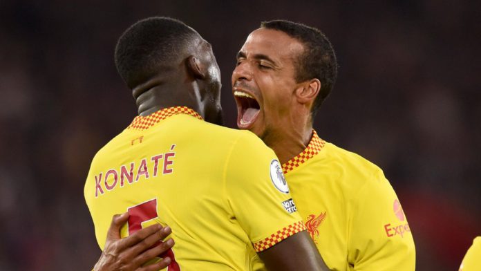 Joel Matip of Liverpool scoring the second goal making the score 1-2 during the Premier League match between Southampton and Liverpool at St Mary's Stadium on May 17, 2022 in Southampton, England Image credit: Getty Images