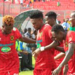 Kotoko to face FA Cup winner for Super Cup clash Etouga celebrates with Asante Kotoko teammates