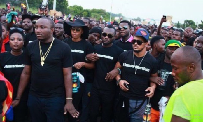 From left: Efya, DKB, Yvonne Nelson (black sunhat), Prince David Osei, Van Vicker & Barima Sydney