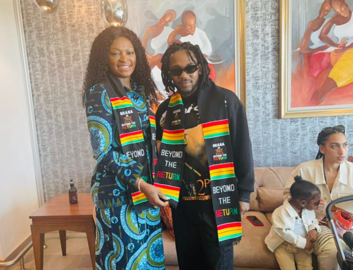 Kendrick Lamar and Deputy Director Diaspora Affairs, Dr. Nadia Musah