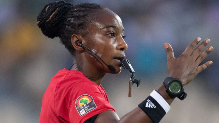 Salima Mukansanga is the first woman to referee a match at the finals of the Africa Cup of Nations