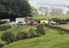Emergency services by Bentham Road near Burton in Lonsdale, where a helicopter has crashed into a field (Image: Ben Lack Photography Ltd)