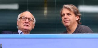 Bruce Buck (left) and Todd Boehly watched Chelsea's Premier League game against Wolves together in May