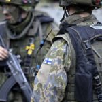 Finnish soldiers seen during military drills in Finland at the start of May (Image: Lehtikuva/AFP via Getty Images)
