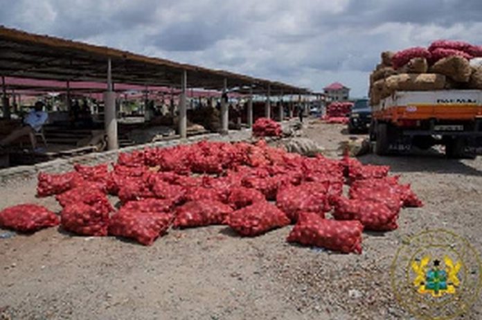 The onion sellers were moved to Adjen Kotoku in 2021 Source: Presidency