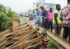 Damaged bridge at Abattoir, Tema Motorway