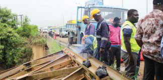 Damaged bridge at Abattoir, Tema Motorway