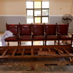 Photographs taken inside the church after the attack show the destruction