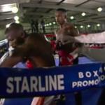 Footage of the fight showed Simiso Buthelezi (left) throwing punches towards an empty corner