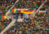 Officials said around 50,000 people tried to attend the match on Monday