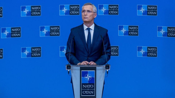 Nato's secretary-general speaking after a meeting with the military alliance's defence ministers on 16 June./ Image Credit: Getty Images