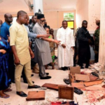 Suspects of Nigeria church massacre remanded Ondo state Governor Rotimi Akeredolu (3rd L) called the killings a "vile and satanic attack. Credit: AFP