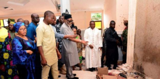 Ondo state Governor Rotimi Akeredolu (3rd L) called the killings a "vile and satanic attack. Credit: AFP