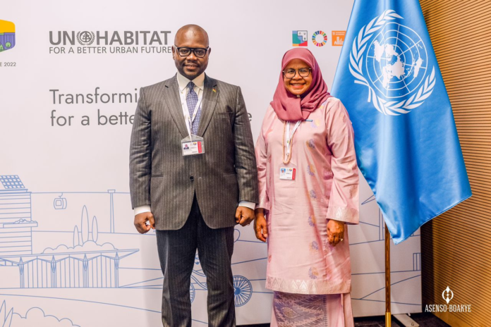 Minister for Works and Housing, Francis Asenso-Boakye and the Executive Director of the UN Habitat, Her Excellency Maimunah Mohd Sharif at the ongoing World Urban Forum (WUF11) in Katowice, Poland