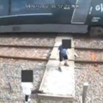 As the 125mph train approached, the two children were seen dancing and playing on the line source: mirroruk