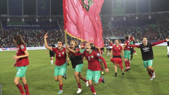 Morocco celebrate their historic Women's World Cup qualification in front of a packed house in Rabat