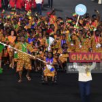 Ghana's contingent participating in the opening ceremony at the Alexander Stadium in Burmingham