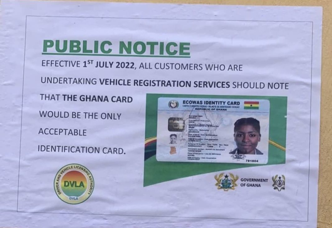 Confusion hits DVLA as it starts 'no Ghana Card, no vehicle