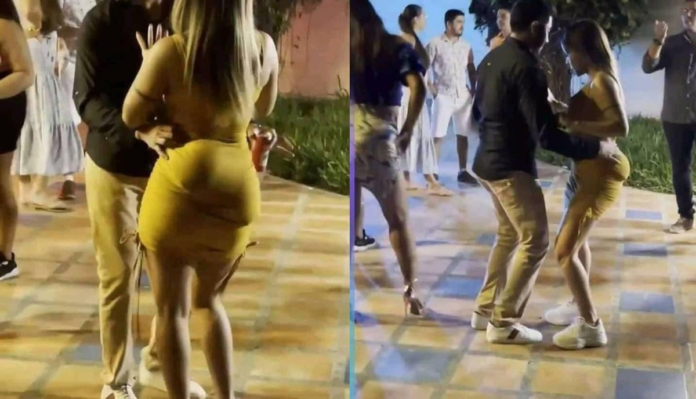 Embarrassing moment lady's fake butt fell out of place while on the dancefloor