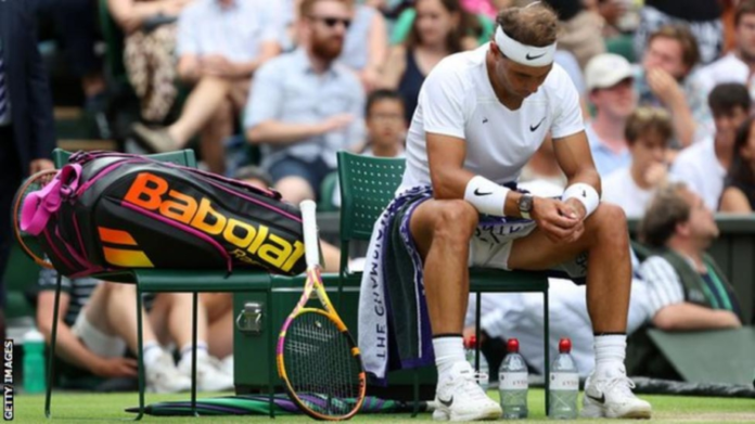 Rafael Nadal had a medical timeout and struggled with his serve in his quarter-final victory. Photo by Getty Images