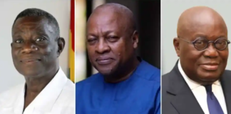 The late former president Atta Mills, ex-President John Dramani Mahama and President Nana Addo Dankwa Akufo-Addo