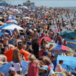 UK heatwave sees temperatures above 40C for first time Crowds at Southend beach in Essex on Sunday | PA Media