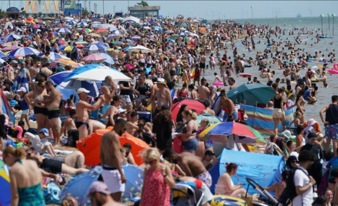 Crowds at Southend beach in Essex on Sunday | PA Media