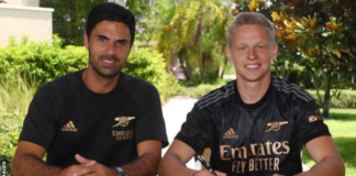 Oleksandr Zinchenko (right) has signed a 'long-term contract' with Mikel Arteta's side/ Photo credit: Getty Images