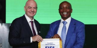 Gianni Infantino (left) has a close working relationship with the Confederation of African Football president Patrice Motsepe