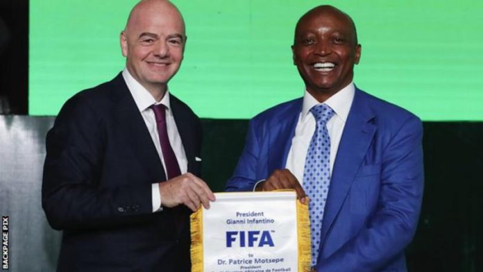 Gianni Infantino (left) has a close working relationship with the Confederation of African Football president Patrice Motsepe