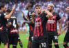 Brahim Diaz (centre) put AC Milan back in front after the Italian champions found themselves level with Udinese at half time
