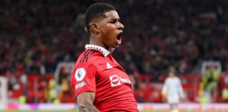 Marcus Rashford celebrates scoring for Manchester United Image credit: Getty Images