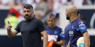 Valencia’s head coach Gennaro Ivan Gattuso reacts before the international friendly soccer match between VfB Stuttgart and FC Valencia in Stuttgart, Germany, 23 July 2022. EPA/RONALD WITTEK --