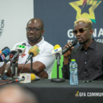 GFA boss, Kurt Okraku [L] with betPawa shareholder Mr Eazi [R]