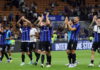 Inter Milans players jubilate after winning the Italian serie A soccer match between FC Inter and Spezia at Giuseppe Meazza stadium in Milan, Italy, 20 August 2022. EPA/MATTEO BAZZI