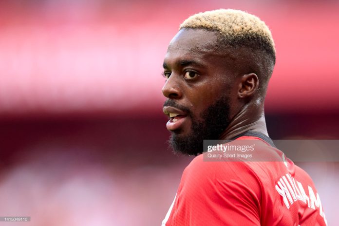 BILBAO, SPAIN - AUGUST 15: Inaki Williams of Athletic Club looks on during the La Liga Santander match between Athletic Club and RCD Mallorca at San Mames Stadium on August 15, 2022 in Bilbao, Spain. (Photo by Ion Alcoba/Quality Sport Images/Getty Images)