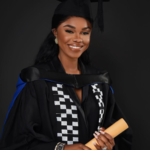 Becca gives emotional speech after bagging Masters degree