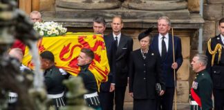 Members of the Royal Family watched on as the coffin was carried ( Image: Getty Images)