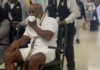 Mike Tyson was pictured in a wheelchair at Miami International Airport