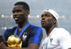 Mathias Pogba, right, joined brother Paul on the pitch to celebrate France's 2018 World Cup win