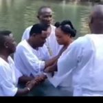 Diana Asamoah being baptized in the River Jordan