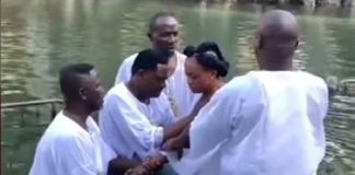 Diana Asamoah being baptized in the River Jordan
