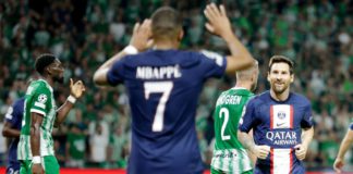 Neymar Jr of Paris Saint Germain celebrates 1-1 with Kylian Mbappe of Paris Saint Germain during the UEFA Champions League match between Maccabi Haifa v Paris Saint Germain at the Sammy Oferstadium on September 14, 2022 in Haifa Israe Image credit: Getty Images