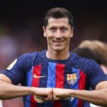 BARCELONA, SPAIN - SEPTEMBER 17: Robert Lewandowski FC Barcelona celebrates scoring his side's first goal during the LaLiga Santander match between FC Barcelona and Elche CF at Spotify Camp Nou on September 17, 2022 in Barcelona, Spain. (Photo by Eric Alo Image credit: Getty Images