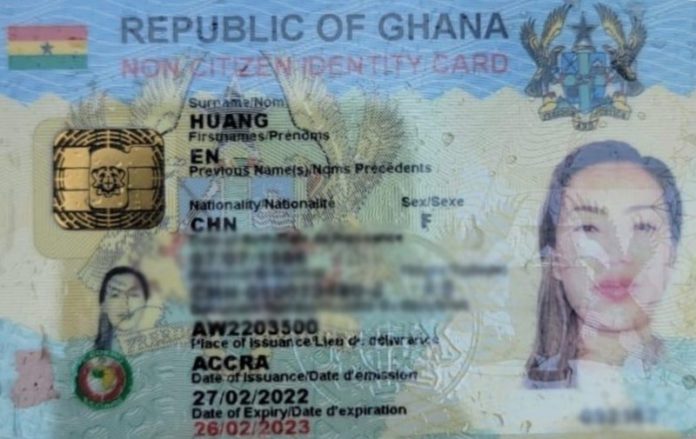 ‘Aisha’ Huang’s alleged Ghana Card details source: graphic online