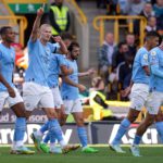 Erling-Haaland celebrates with Man City teammates
