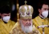 Patriarch Kirill of Moscow and All Russia conducts the Orthodox Christmas service at the Cathedral of Christ the Saviour in Moscow, Russia, January 6, 2022. REUTERS/Maxim Shemetov
