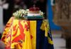 The Queen’s coffin as it lies in rest in St Giles’s Cathedral, Edinburgh (AP)