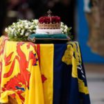 The Queen’s coffin as it lies in rest in St Giles’s Cathedral, Edinburgh (AP)