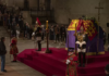 Thousands of people have been queuing along the banks of the River Thames to view the Queen's coffin as she lies in state in London's Westminster Hall.